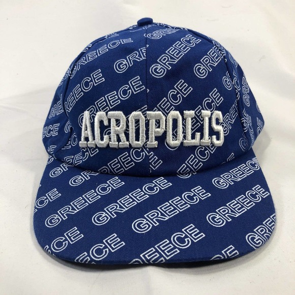 Acropolis Greece Blue White All Over Print Hat Cap Adjustable One Size Fits Most - Picture 1 of 11